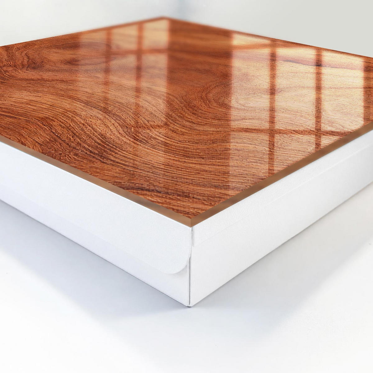 SCHLÜSSELBOX Weiß 30x30 cm – Türöffnung nach rechts - Holzstruktur - Braun, Metall (30/30/5cm) - TULUP