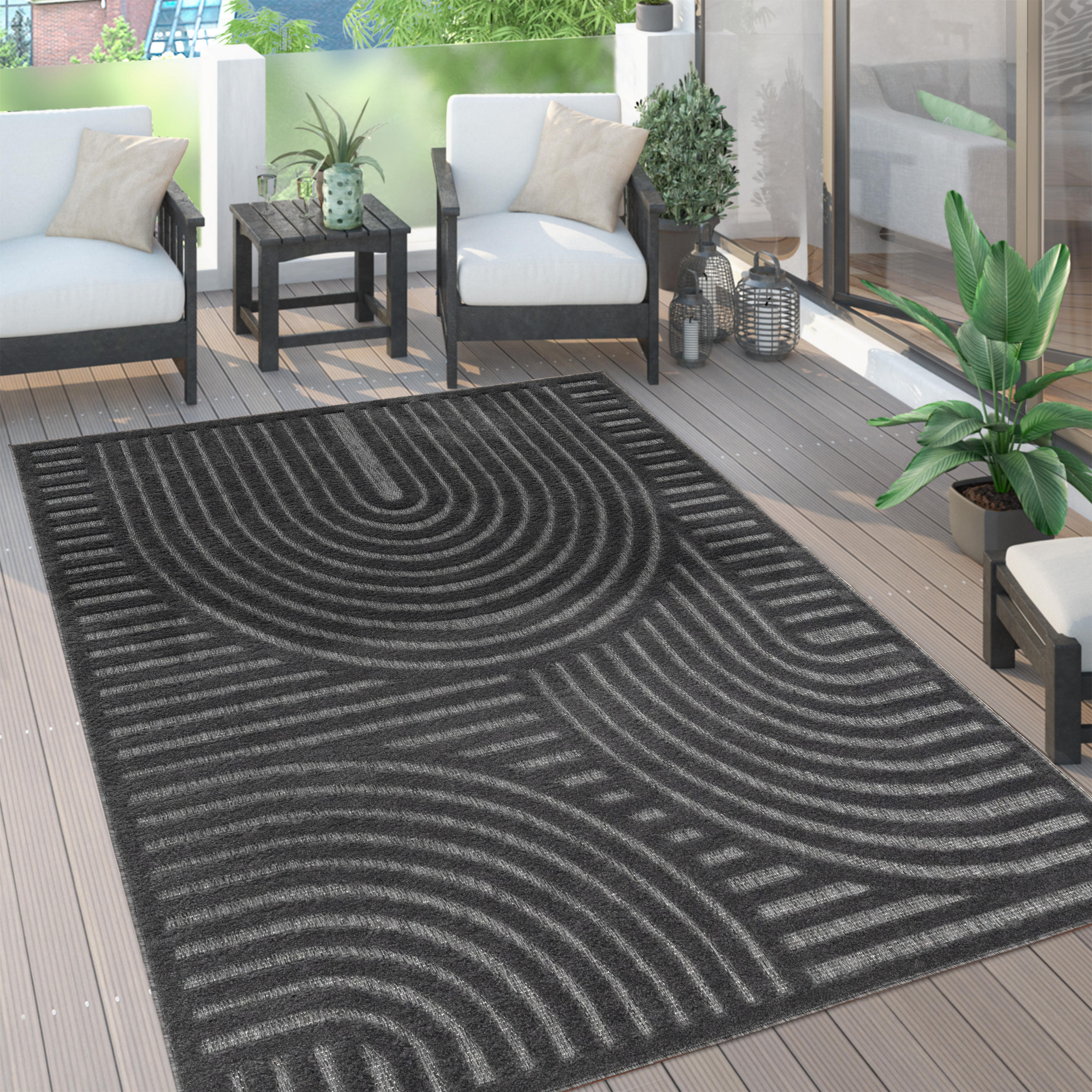OUTDOORTEPPICH 140/200 cm Livorno 674 - Anthrazit, Textil (140/200cm) - Paco Home