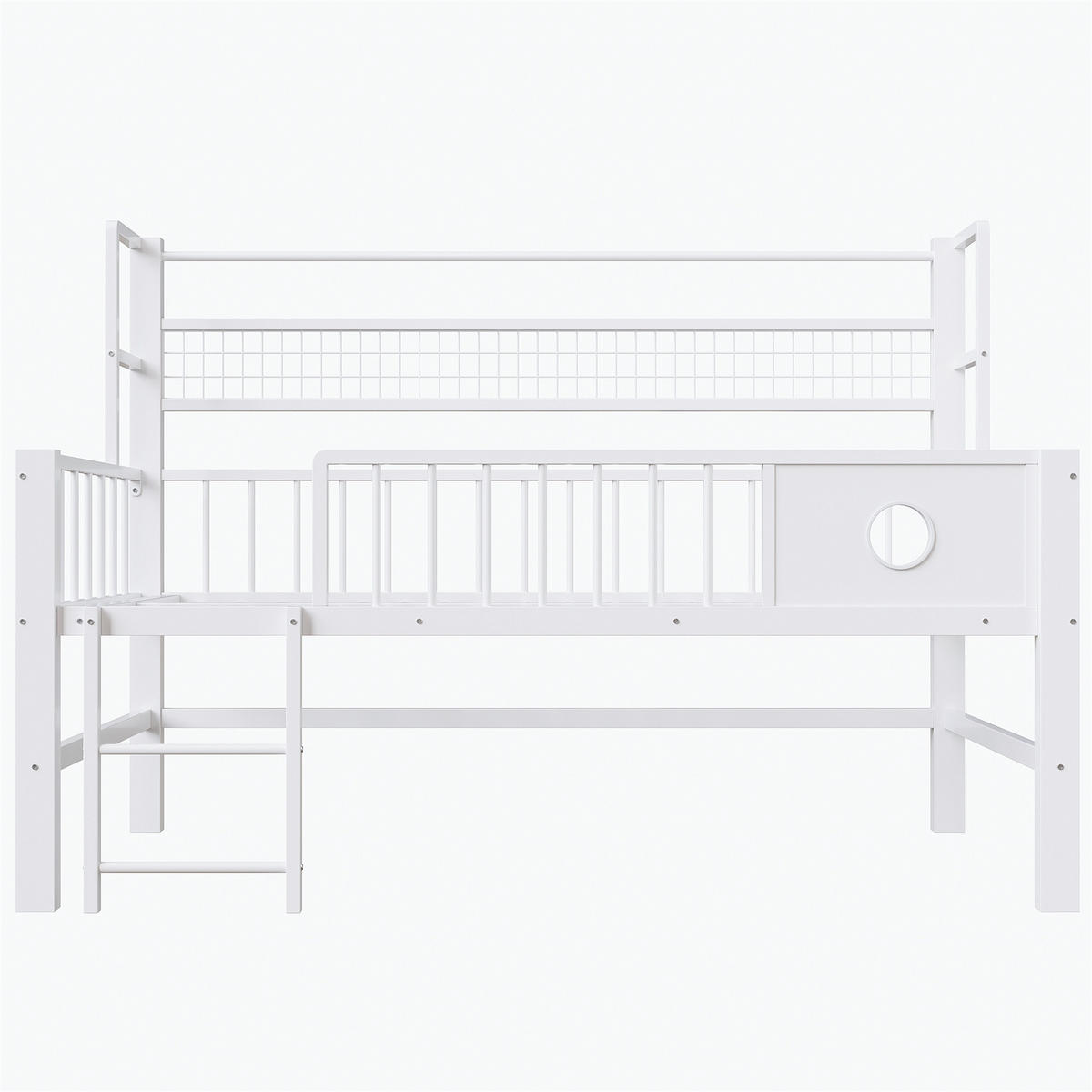 KINDEREINZELBETTEN aus Metall 90x200 cm in Weiß mit Stauraum - Weiß, Metall (90/200cm) - Modfu