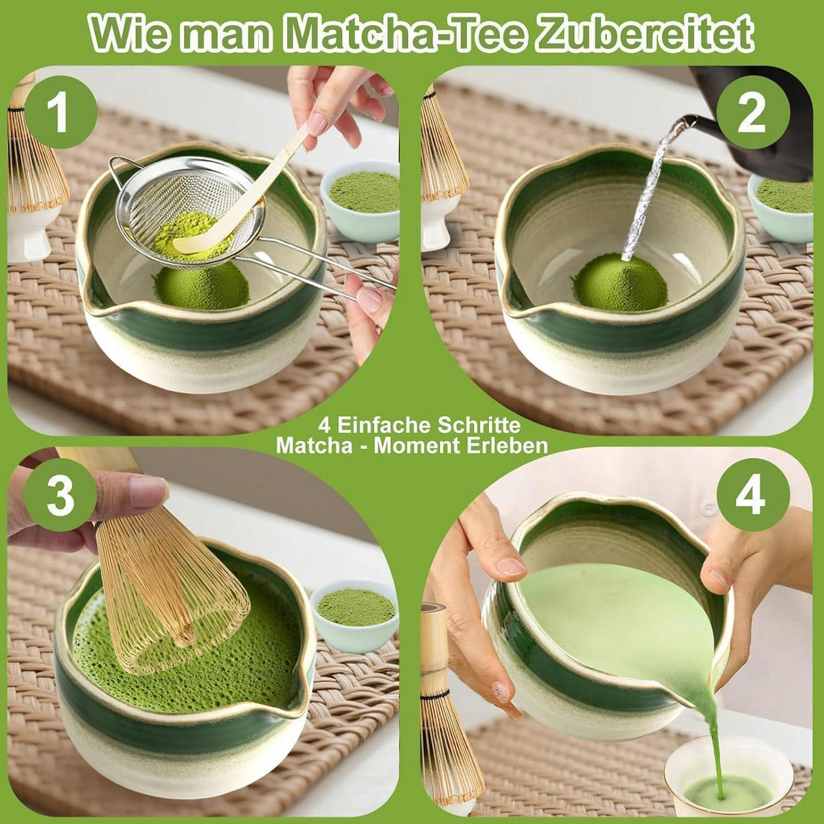 MATCHA Set 7-teiliges Set Grün Farbverlauf - Grün, Keramik (15/10/15cm)
