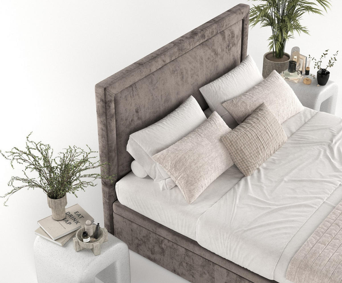 POLSTERBETT Salma mit Stauraum 140/200 cm Braun im Lotta Stoff - Schwarz/Braun, Holz/Holzwerkstoff (140/200cm) - AltaBeds