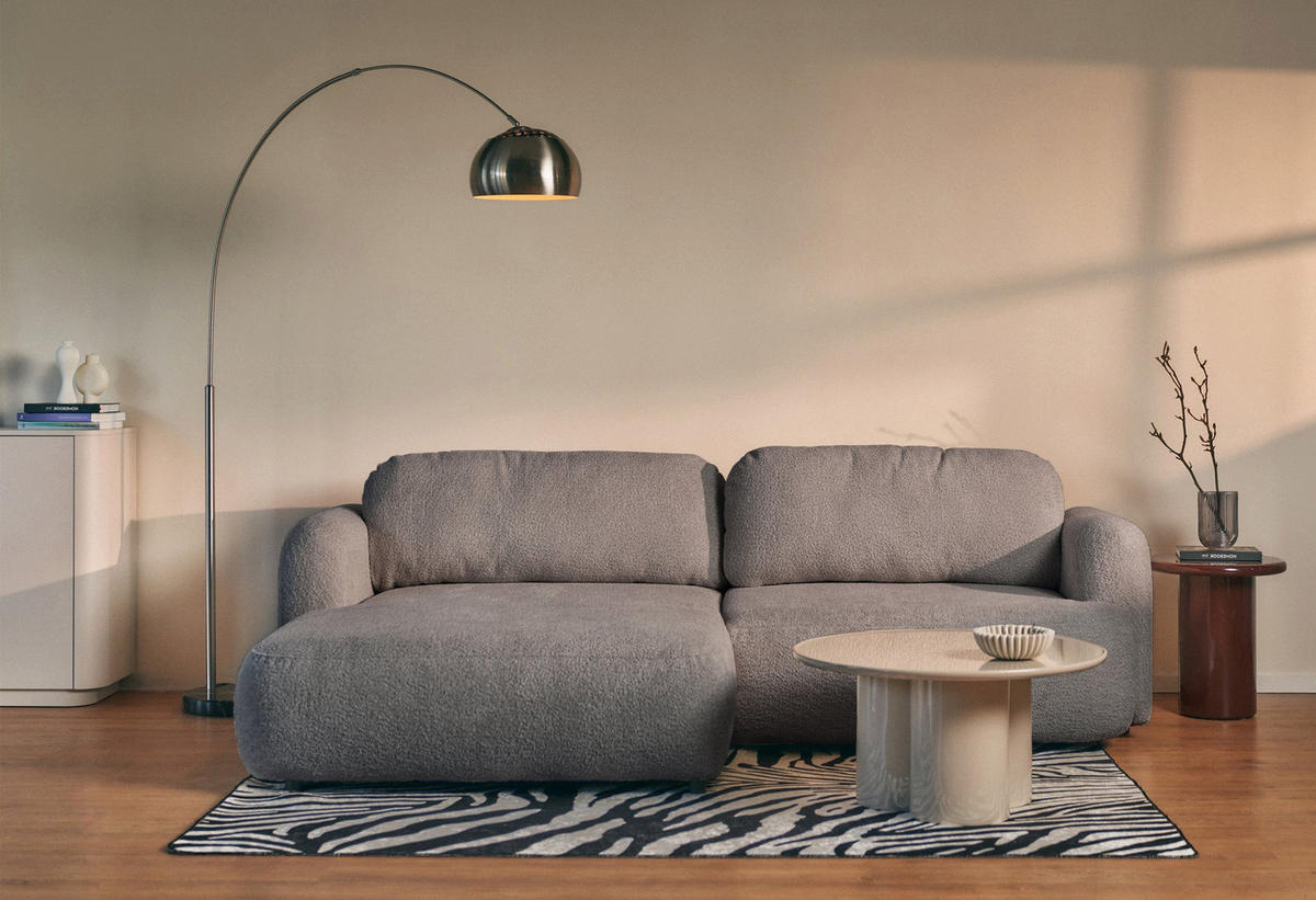 ROHOVÁ pohovka Tvoya, šedohnědé bouclé - černá/šedohnědá, textil/plast (267/175cm) - Selsey