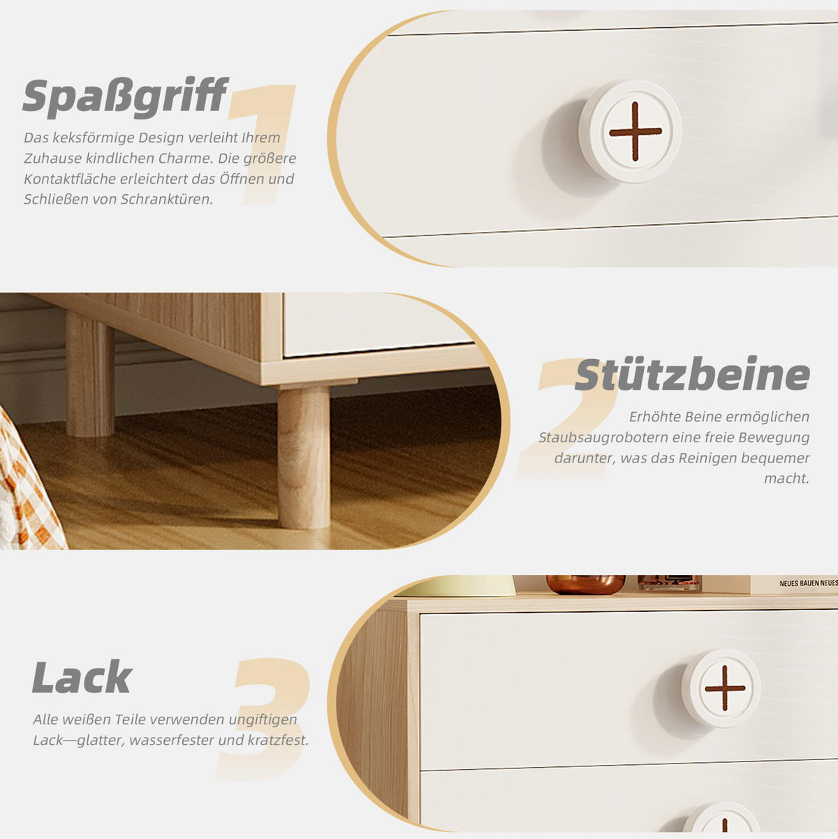 KLEIDERSCHRANK-SET 80/50/150 cm in Weiß/Natur mit 4 Schubladen und Acryltüren - Naturfarben, Holzwerkstoff (160/150/50cm) - BEAOK