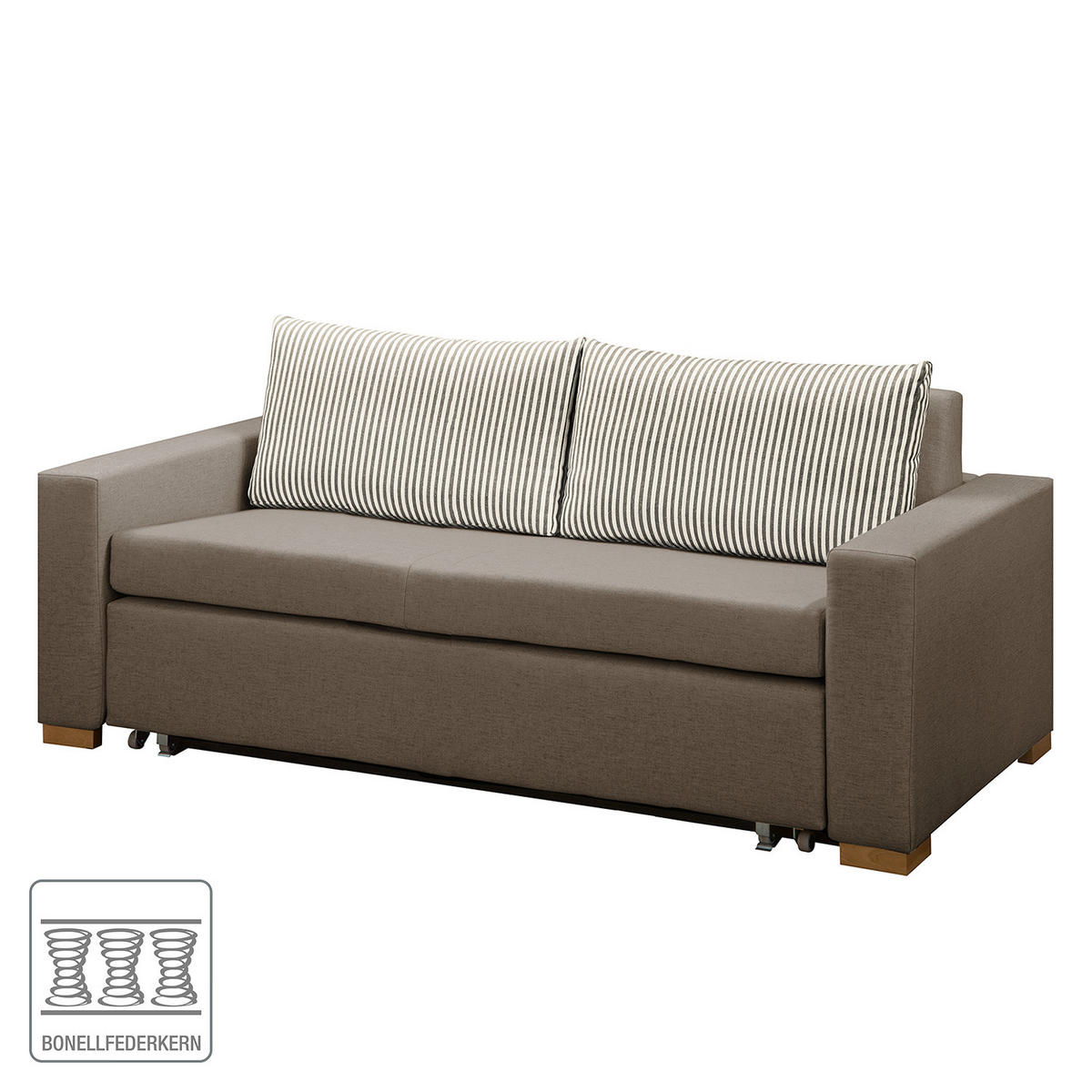 SCHLAFSOFA - Taupe/Hellbraun, Textil (193/90/90cm) - home24