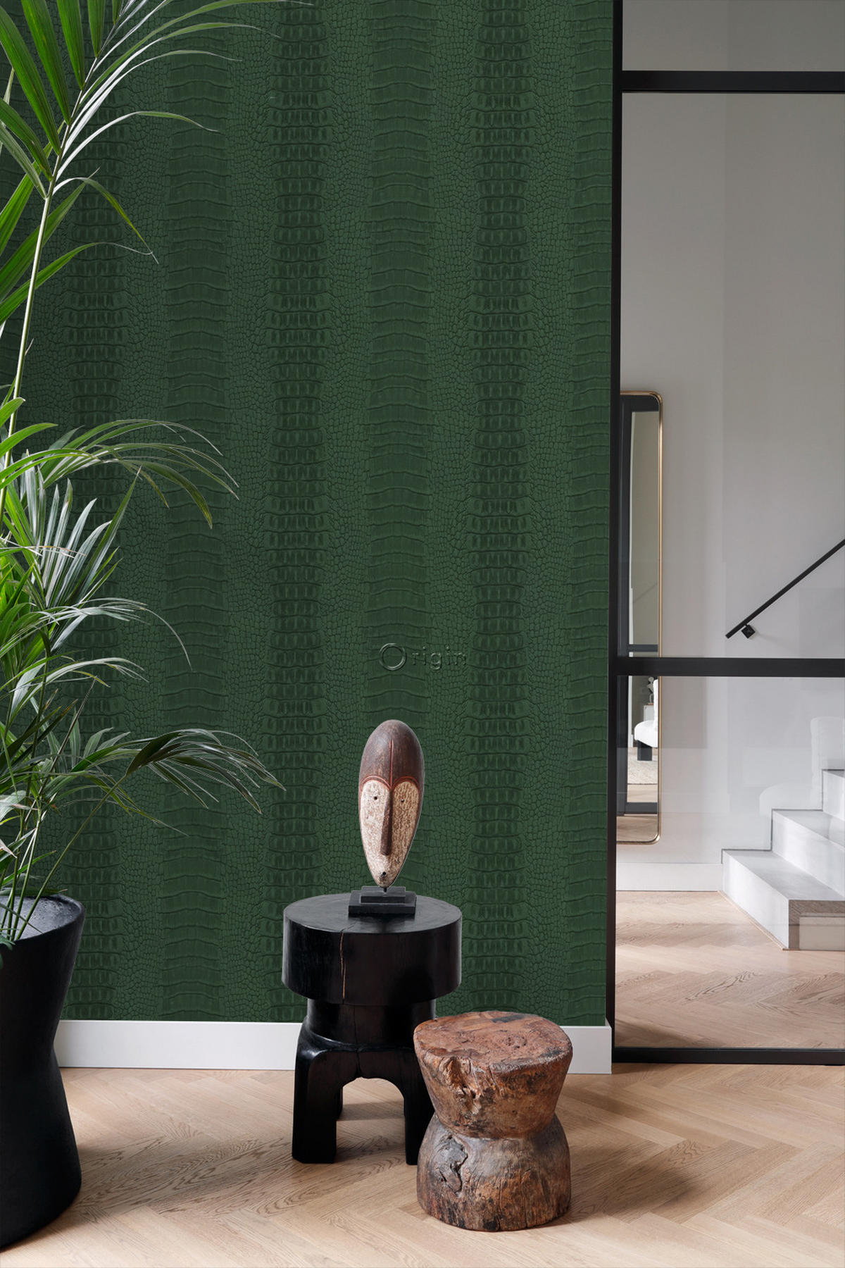 TAPETE Krokodil-Optik 53 cm x 10.05 m - Grün, Papier (53/1000cm) - Origin Wallcoverings