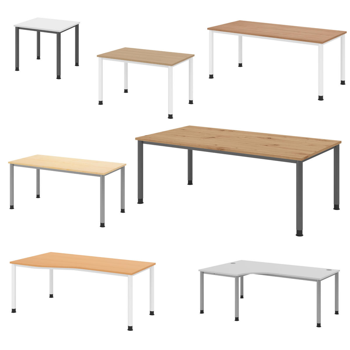 SCHREIBTISCH Serie-H 80/160/74 cm in Wildeiche/Weiß - Wildeiche/Weiß, Holzwerkstoff (80/160/74cm) - bümö