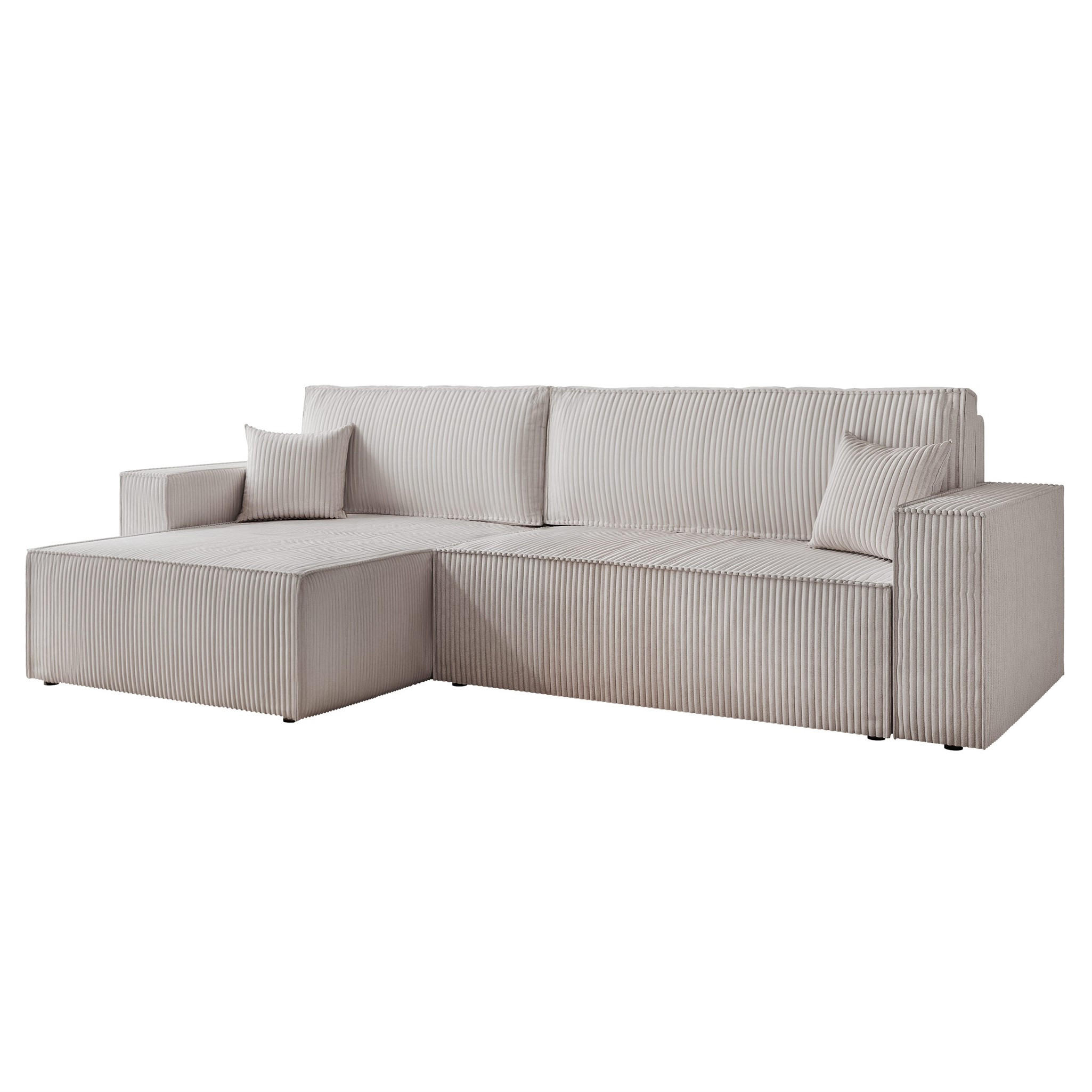 ECKSOFA Adara Max Mit Schlaffunktion - Hellgrau, Holzwerkstoff/Textil (276/145cm) - Fun Möbel