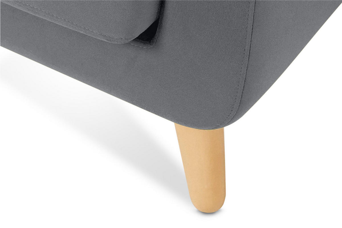 3-SITZER-SOFA TAGIO mit Armlehnen, Grau - Braun/Grau, Buchenholz/Textil (88/80/190cm) - KONSIMO®