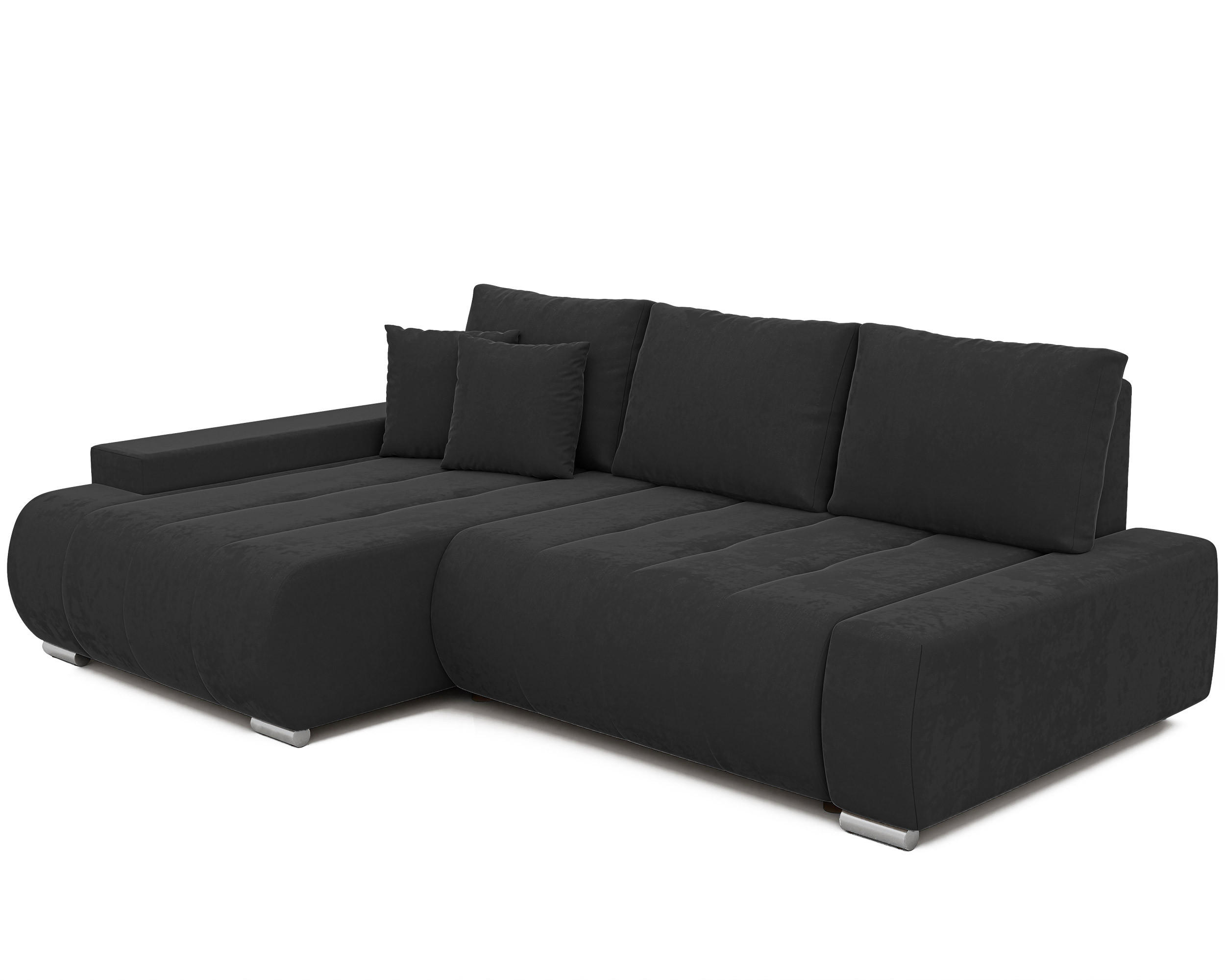 ECKSOFA NIKO Links, mit Schlaffunktion und Bettkasten, Anthrazit - Anthrazit, Textil (227/153cm) - Idohome