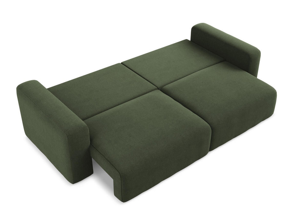 3-SITZER SOFA mit Schlaffunktion Strukturstoff Stoff Grün - Blau/Schwarz, Kunststoff/Textil (244/79/102cm) - Makamii