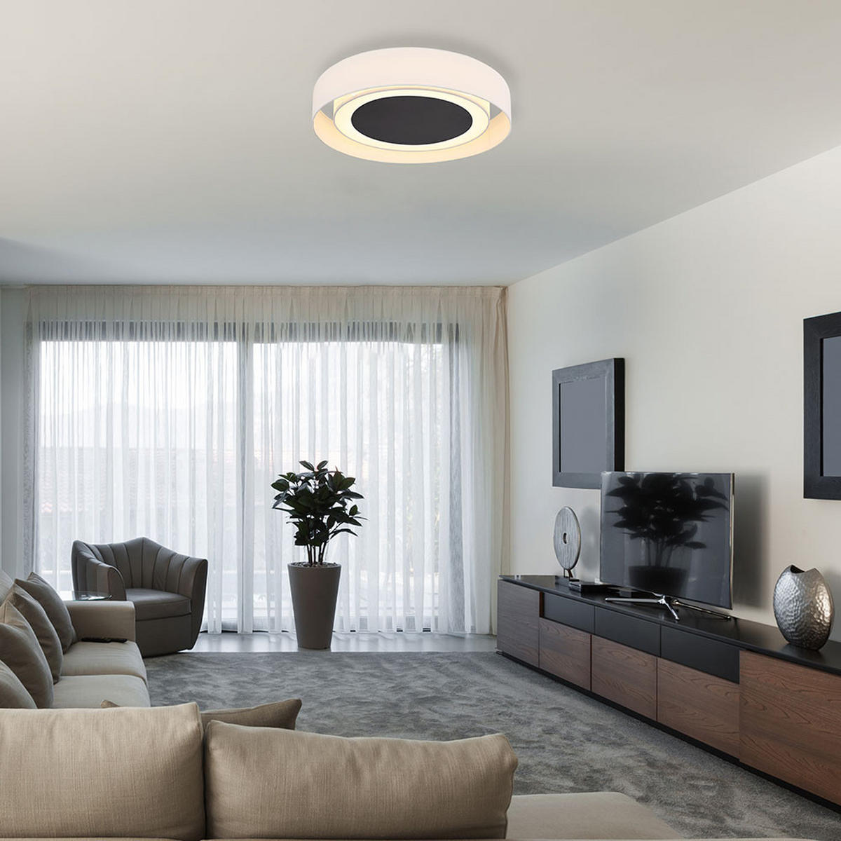 LED DECKENLEUCHTE Metall Beige - Beige, Metall (60/60/12cm)