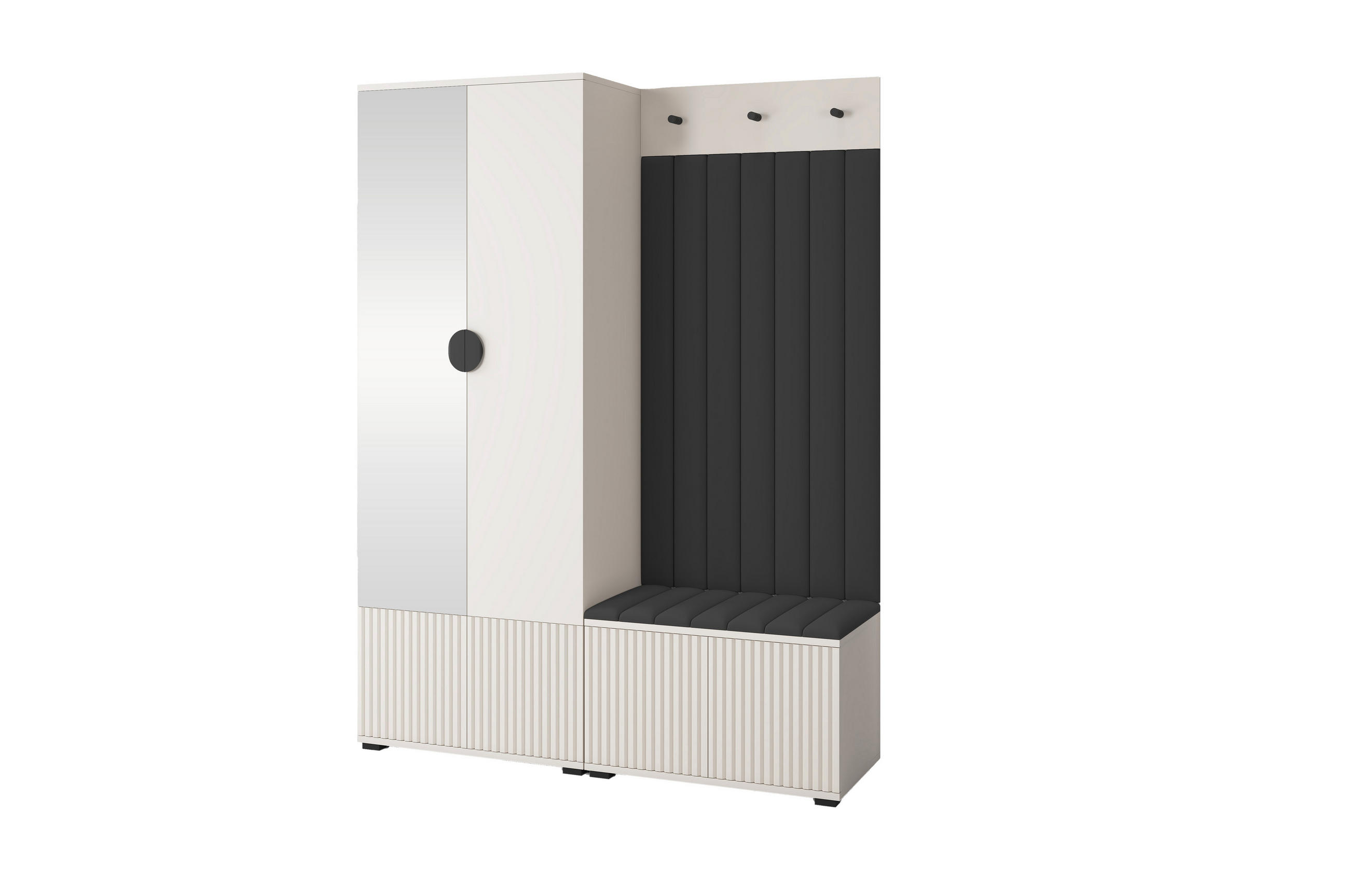 Jerpax Garderobe Beige, Schwarz 140x185x40 cm
