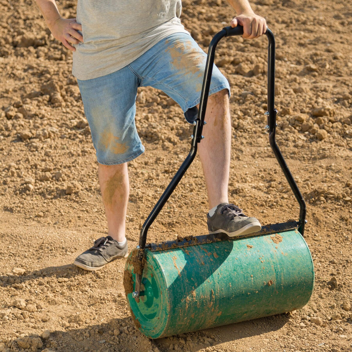 RASENWALZE ,gepolsterter Handgriff,grün - Grün, Metall (60/107/31cm) - tectake