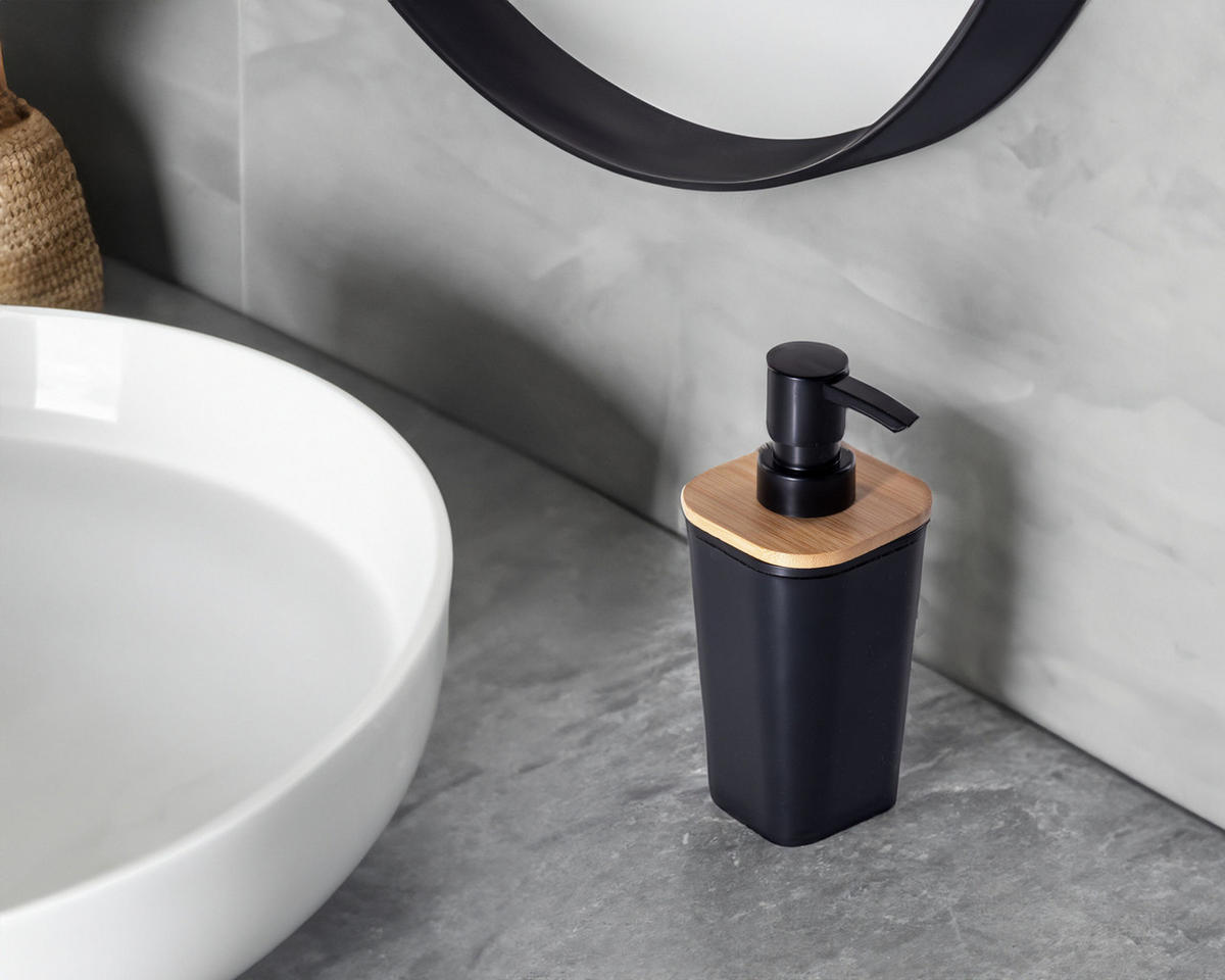 FLÜSSIGSEIFENSPENDER mit Pumpe 7,3/7,5/17,5 cm - Schwarz, Kunststoff (7.5/17.5/7.3cm) - 5five Simply Smart