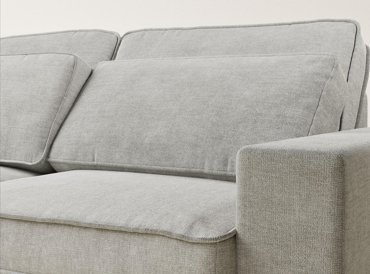 ECKSOFA Kirou Grau Chenille-Stoff - Links Seite - Schwarz/Grau, Holz/Holzwerkstoff (225/311cm) - Maison de Reve