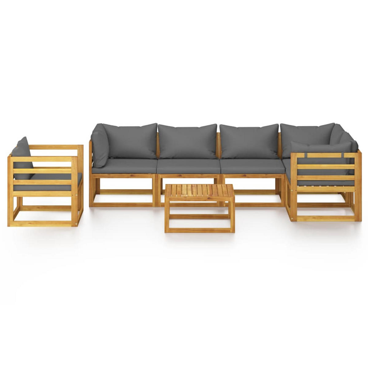 GARTENSET Reichhold 7-teilig - Grau, Holzwerkstoff - Nettlife