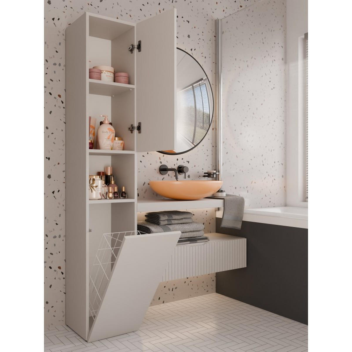 VYSOKÁ SKRÍŇ Kašmír 31/174/30 - kašmírová, kompozitné drevo (31/174/30cm) - RAUMHIRSCH FURNITURE
