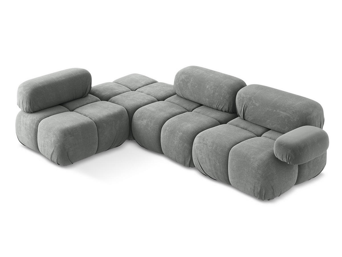 ECKSOFA Links Chenille Stoff Grau - Blau/Schwarz, Kunststoff/Textil (190/285cm) - Makamii