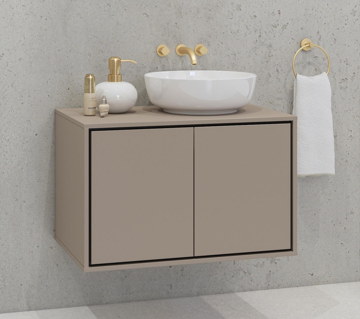 WASCHBECKENUNTERSCHRANK Capri 2 Schubladen Cashmere - 78 x 48 x 51 cm - Kaschmir, Holz (78/51/48cm) - Badplaats