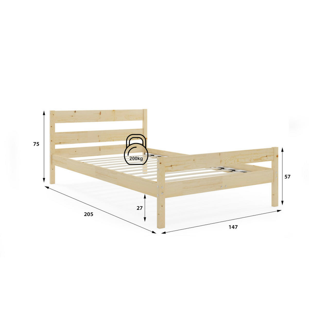BETT Orbis Naturholz, mit Lattenrost - Naturfarben, Holz (140/200cm) - Interbeds