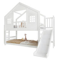 HOCHBETT 90x200 cm Rutsche Hausdesign weiß - Weiß, Holz (90/200cm) - LEBENLANG