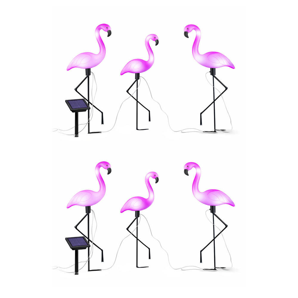 LED AUSSENLEUCHTE Flamingo Rosa Erdspieß 6er Set - Rosa, Kunststoff (20/6/52cm)