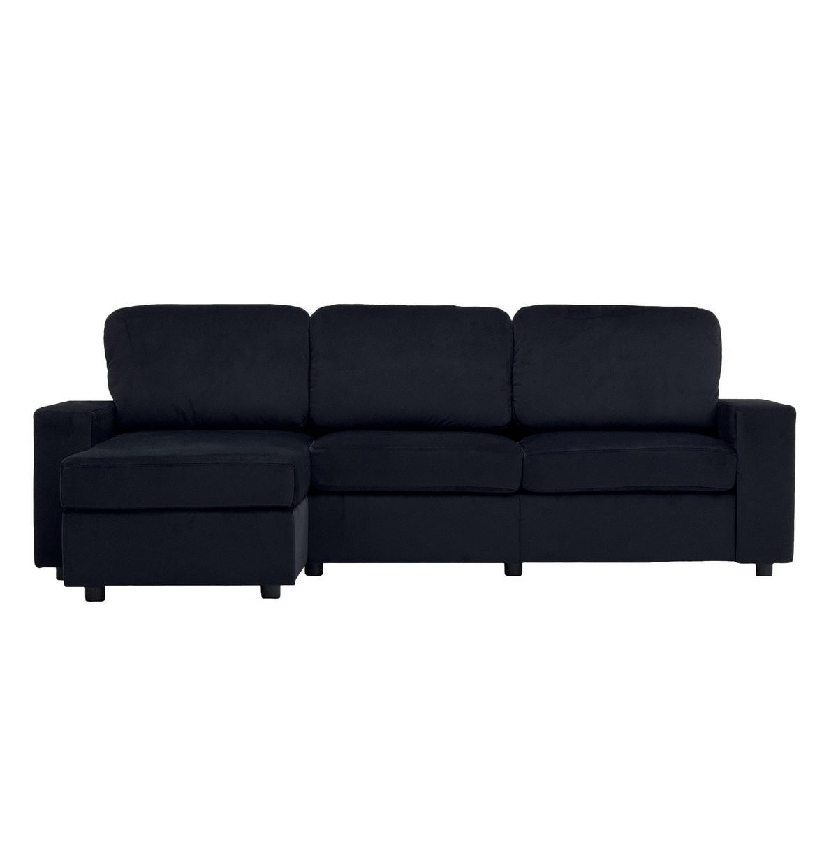 ECKSOFA 245,5/150,5/86,5 cm schwarz aus Polyester mit Stauraum - Schwarz, Kunststoff (245.5/150.5cm) - OKWISH