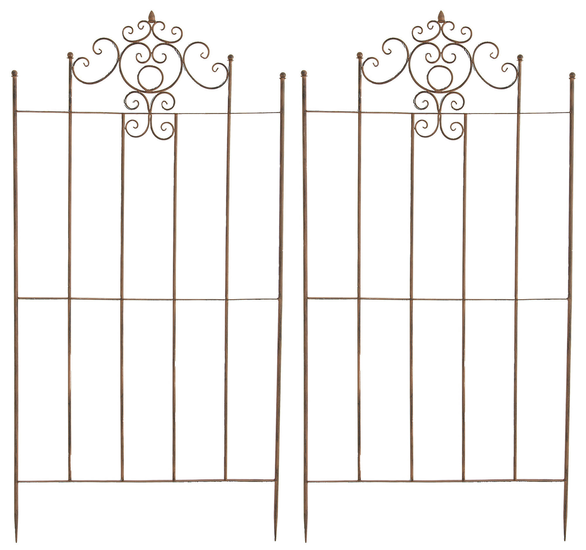RANKGITTER 2er Set Metall antik braun - Braun, Metall (85.5/170/2cm) - CLP