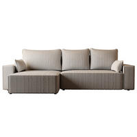 ECKSOFA Tobi mit Bettkasten und Schlaffunktion, L-Form/XL-Form, Cordstoff, Universal - Hellgrau, Holzwerkstoff (276/145cm) - 4ALL HOME