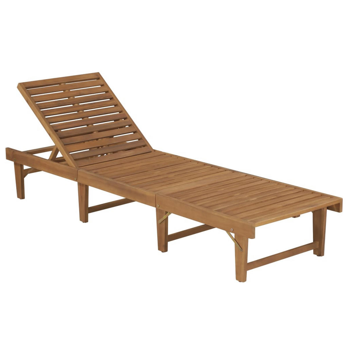 KLAPPBARE Sonnenliege mit Auflage Akazie Massivholz - Creme, Holz (61/86/200cm) - furnicato