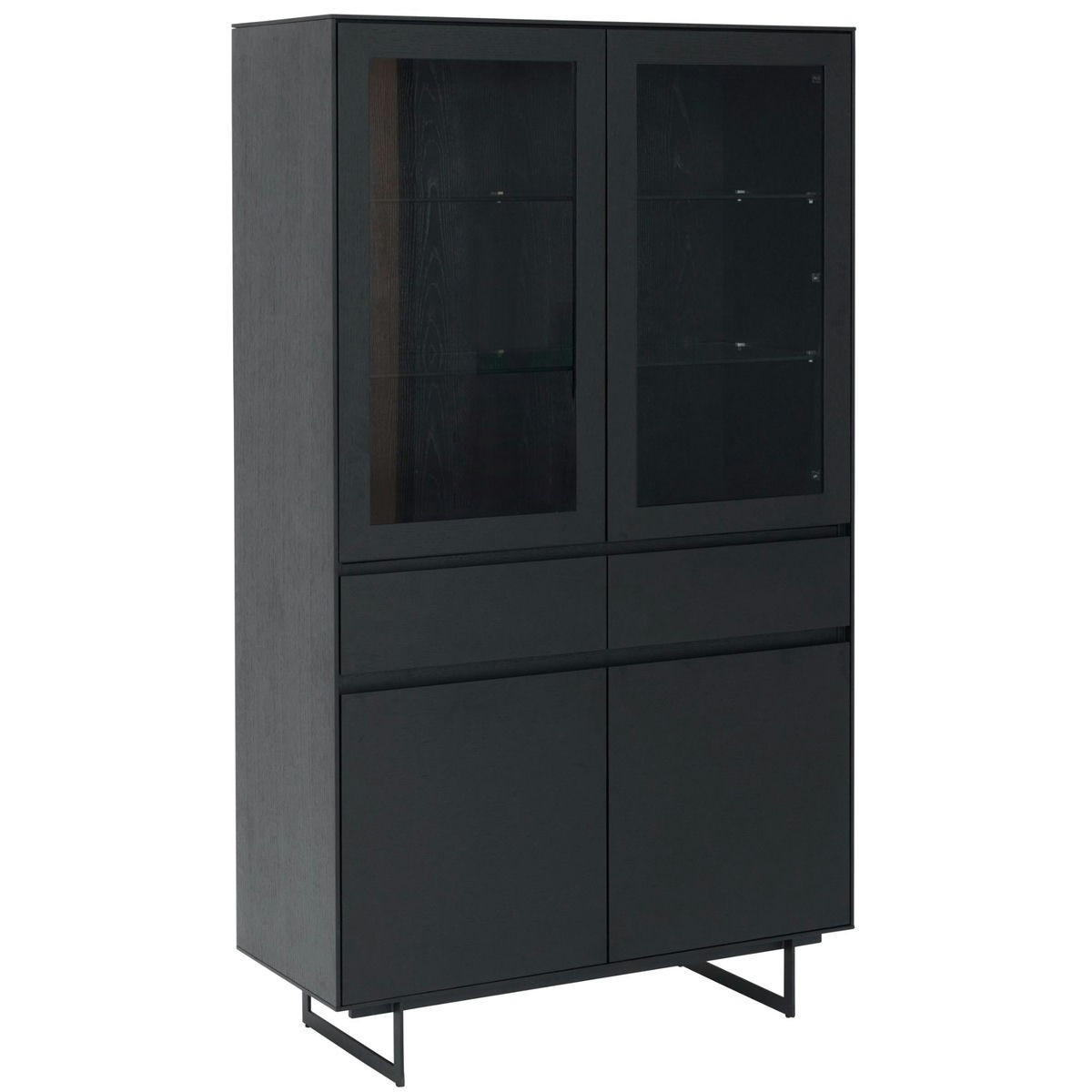 VITRINE Schwarz - Schwarz, Holz/Metall (110/190/45cm) - Furnhouse
