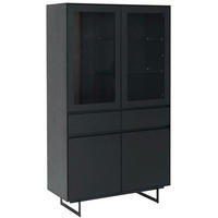 VITRINE Schwarz - Schwarz, Holz/Metall (110/190/45cm) - Furnhouse