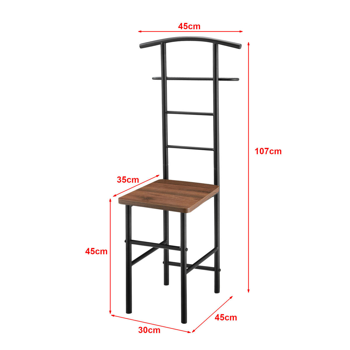 HERRENDIENER Anaheim - Walnussfarben, Metall (45/107/45cm) - [en.casa]