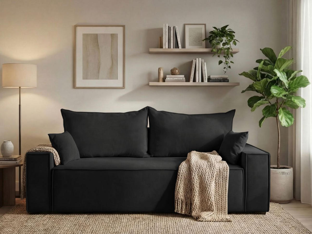 SOFA 230/90/70 Schwarz Sivra - Schwarz, Kunststoff/Textil (230/70/90cm) - Graingold