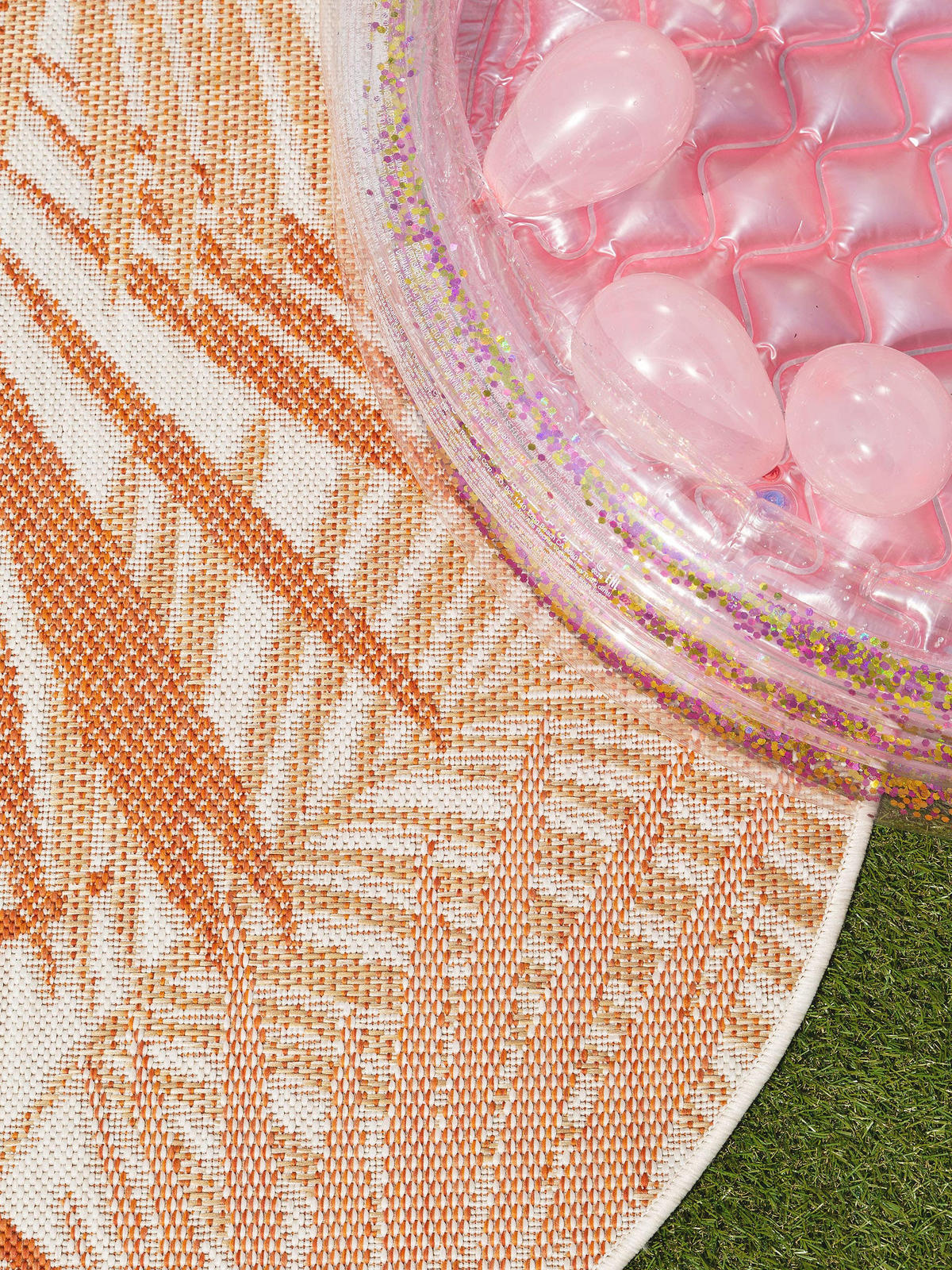OUTDOORTEPPICH rund Cleo Orange ø 120 cm rund - Orange, Textil (120/120cm) - benuta Nest