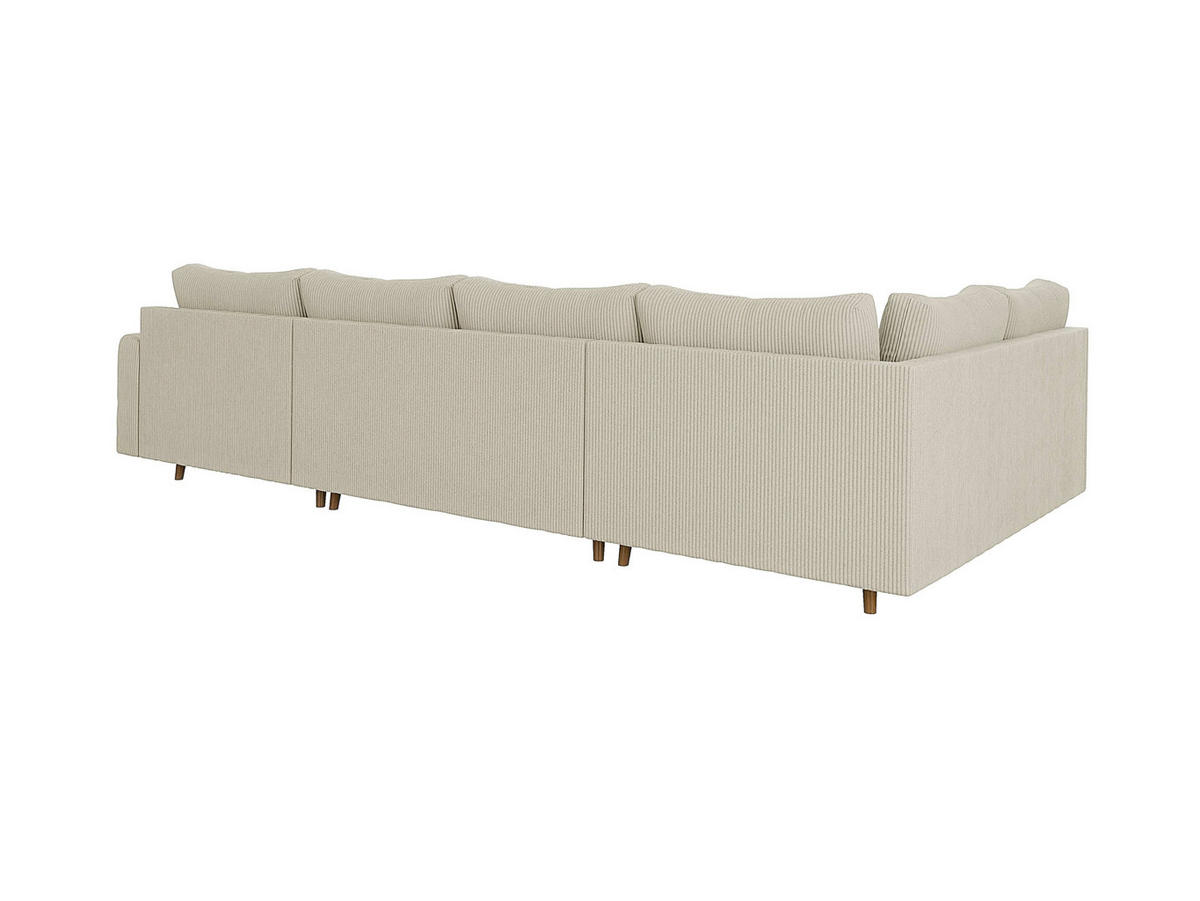 WOHNLANDSCHAFT inkl. Hocker Alma Beige Cord - Beige/Braun, Holz/Textil (310/81/161cm) - S-Style Möbel