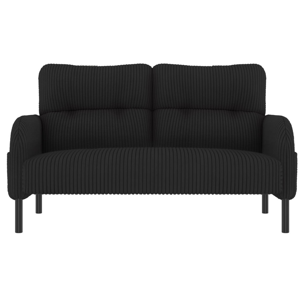 SOFA 2-Sitzer 120 x 75 x 79 cm Cord Black mit Seitentasche - Schwarz, Kunststoff (120/79/75cm) - Meubliv