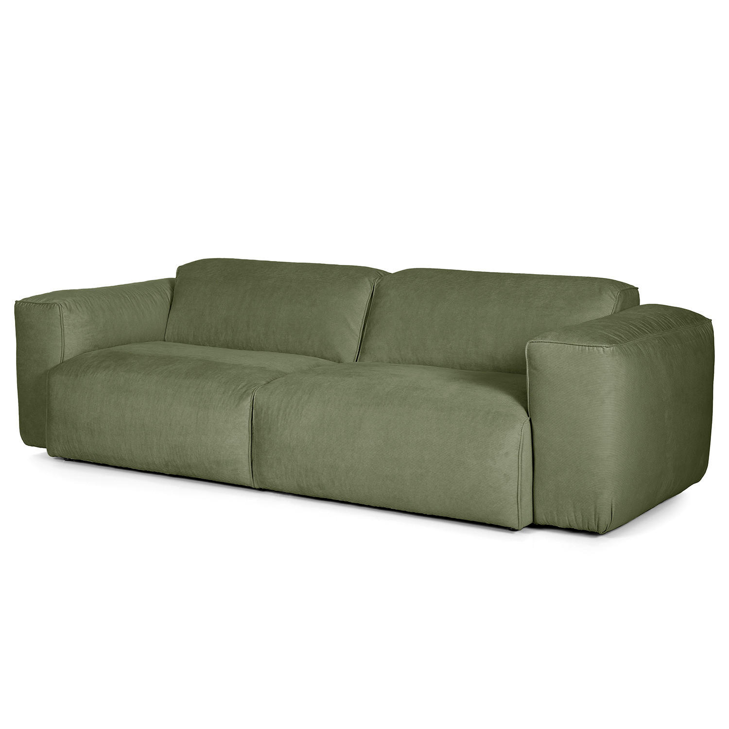 3-SITZER SOFA - Dunkelgrün/Schwarz, Textil (251/71/102cm) - home24