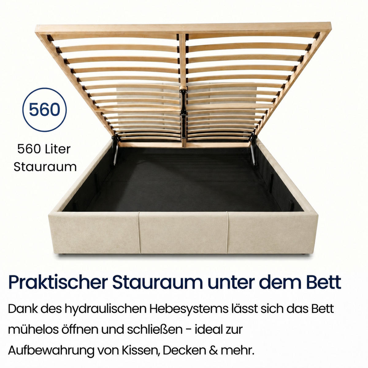 POLSTERBETT mit Stauraum 120x200 cm in Beige - Beige, Holzwerkstoff (120/200cm) - Home Collective