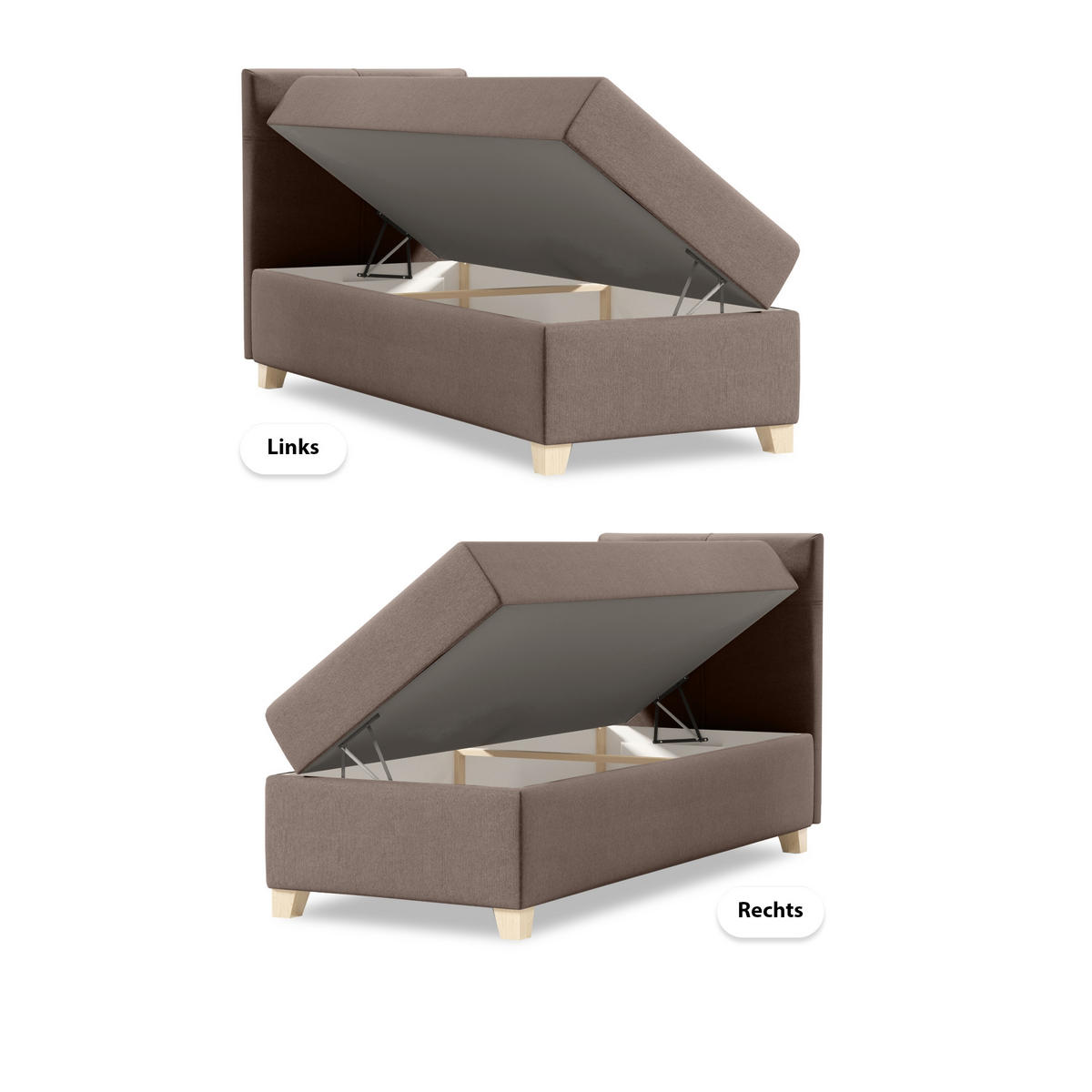 BOXBETT Einzelbett Anter Mini 70x200 cm, Braun - Braun, Textil (70/200cm) - Meblito
