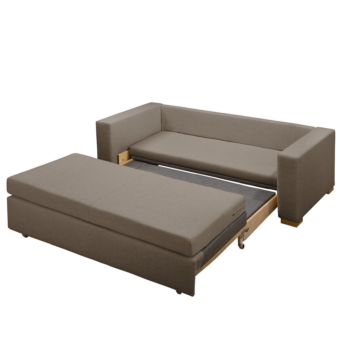 SCHLAFSOFA - Taupe/Hellbraun, Textil (193/90/90cm) - home24