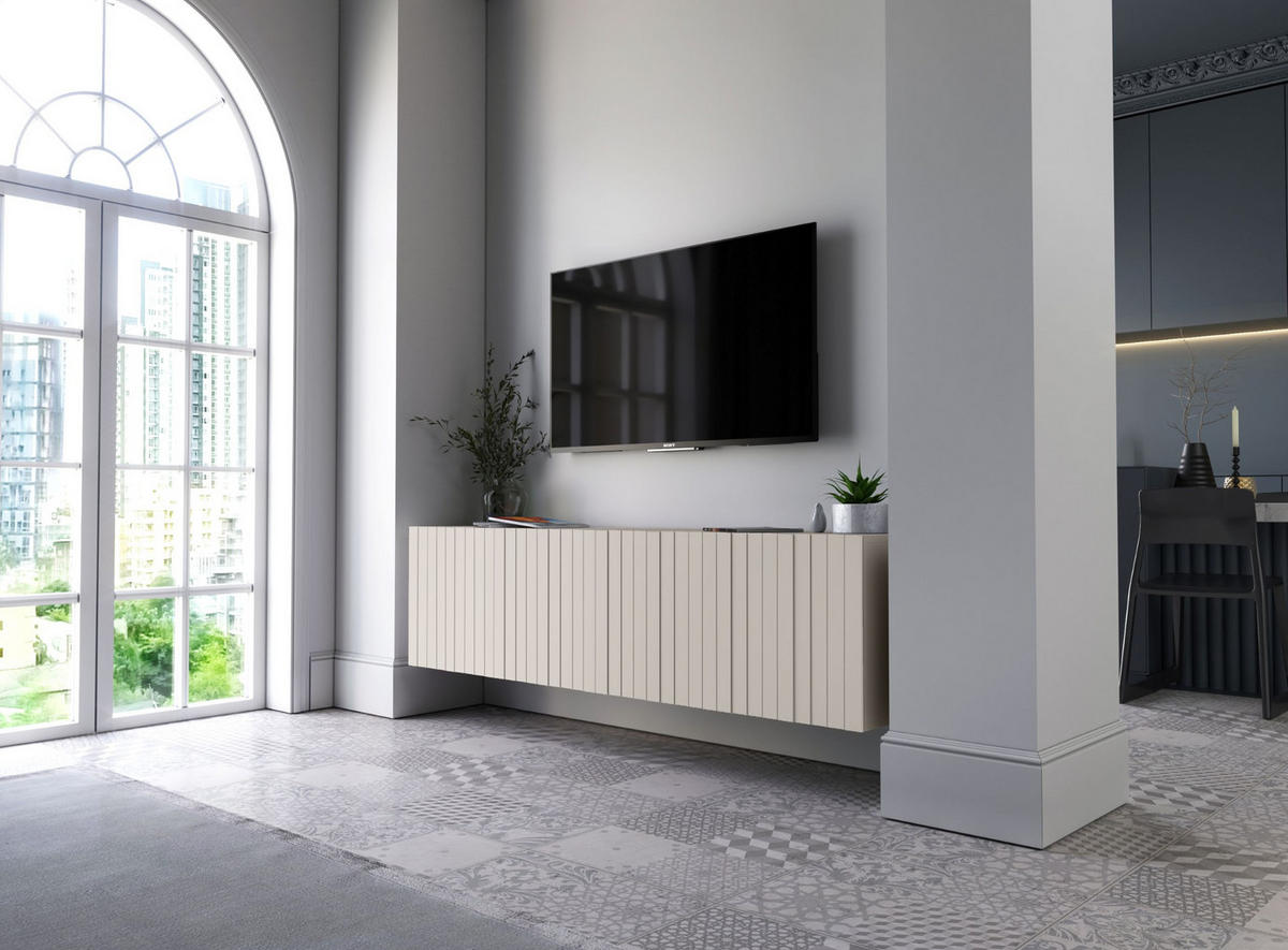 TV-SCHRANK Elpis Kaschmir Matt Glamour 150 cm - Kaschmir, Holzwerkstoff (150/37.5/36.5cm) - Meble Lindner