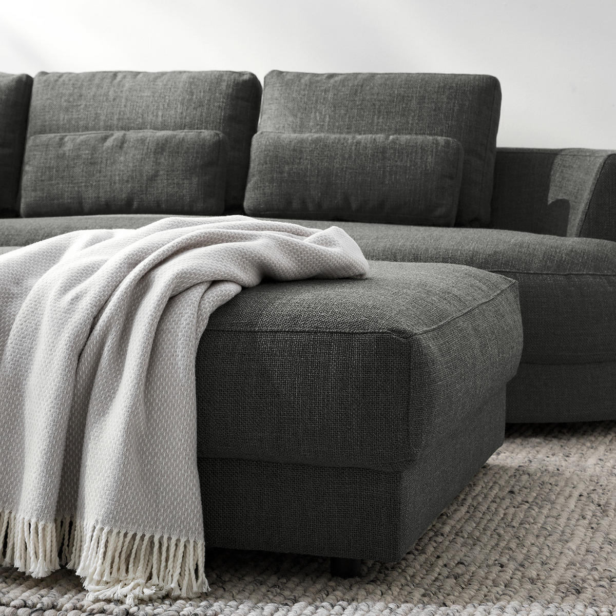 POLSTERHOCKER - Schwarz/Grau, Kunststoff/Textil (105/38/117cm) - home24