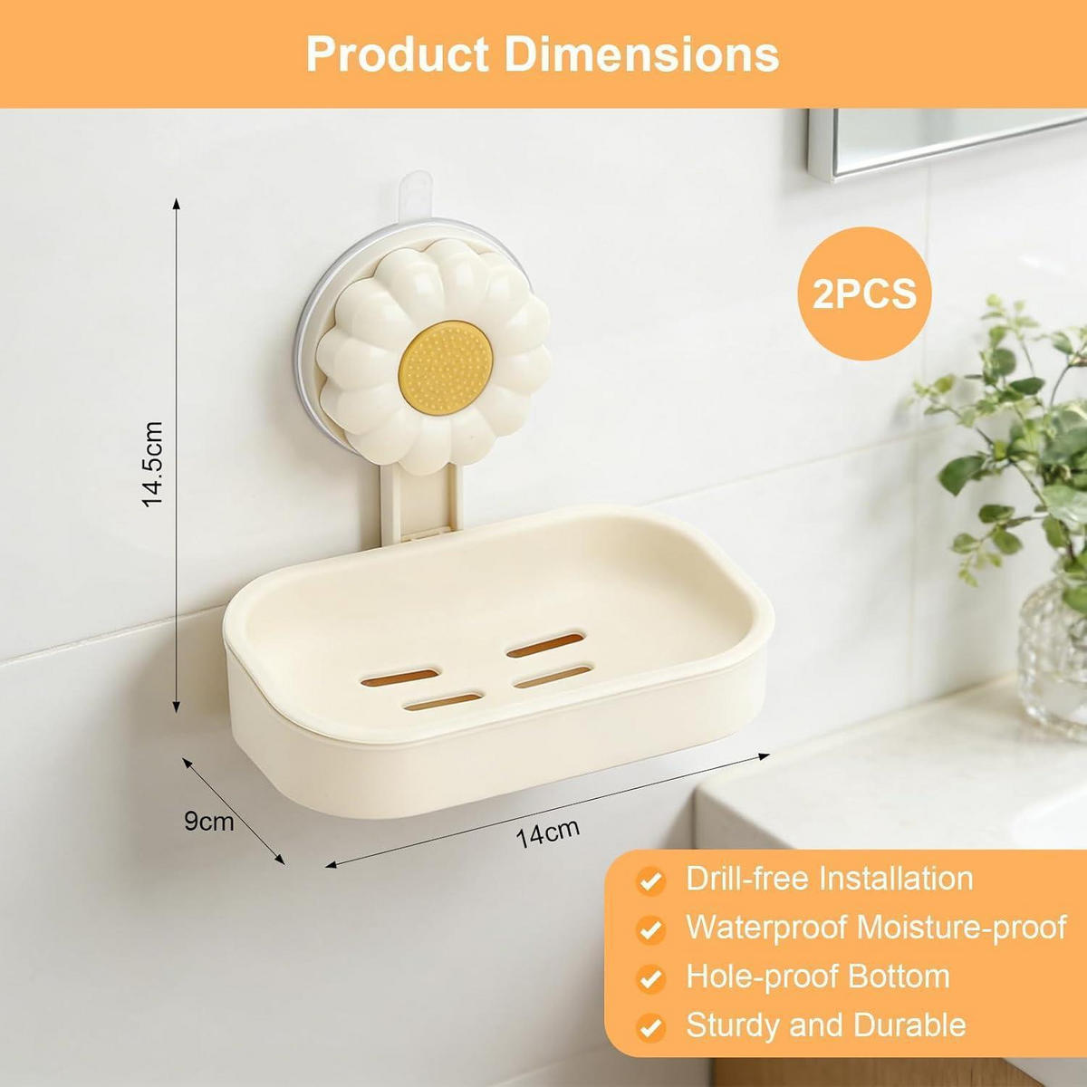 SEIFENHALTER 2er Set mit Saugnapf Weiß - Beige, Kunststoff (8.5/1.5/13.5cm)