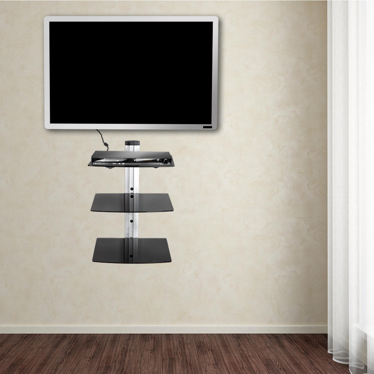 WANDREGAL ,80 x 42 x 34 cm,schwarz - Schwarz, Metall (34/80/42cm) - tectake