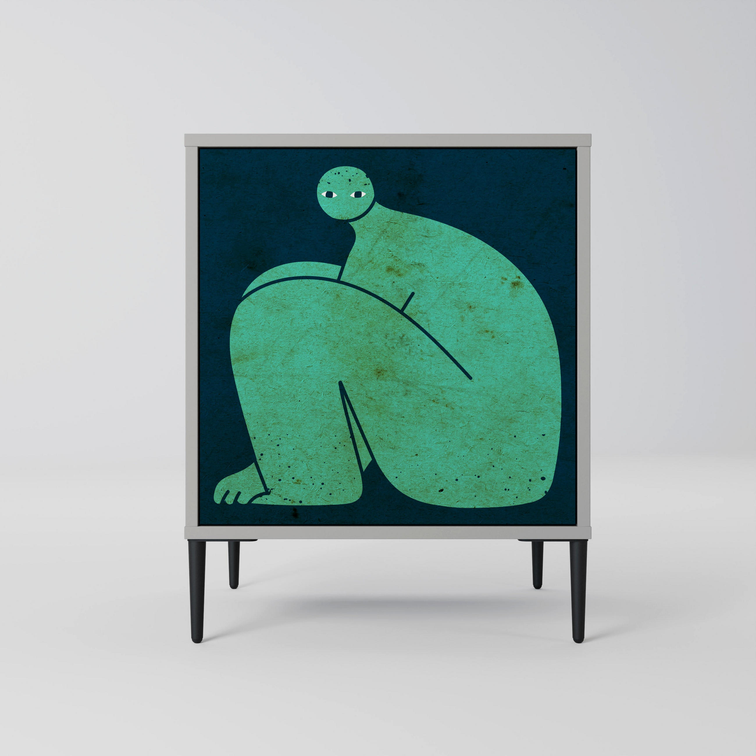 SIDEBOARD TOGETHER BUT SEPARATELY, Grau, 57,5x42x72,5 cm, Schwarze Metallfüße - Multicolor/Schwarz, Holzwerkstoff/Metall (57.5/72.5/42cm) - SpaceRebels