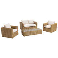 GARTENMOBEL 4-Sitzer, Weiß - Weiß, Naturmaterialien - Oviala