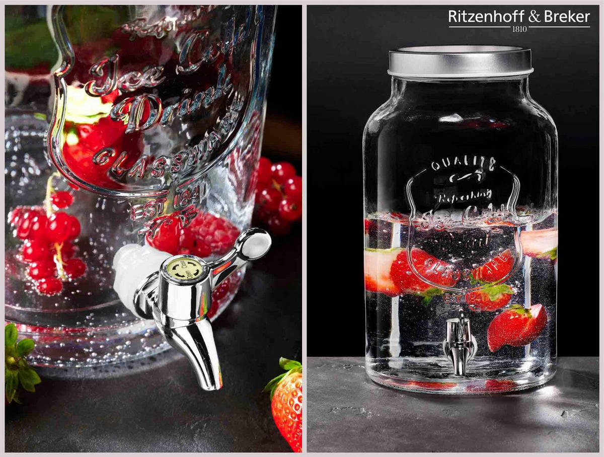 GETRÄNKESPENDER Olli transparent 5,5 l - Transparent, Glas (5.5L) - Ritzenhoff Breker