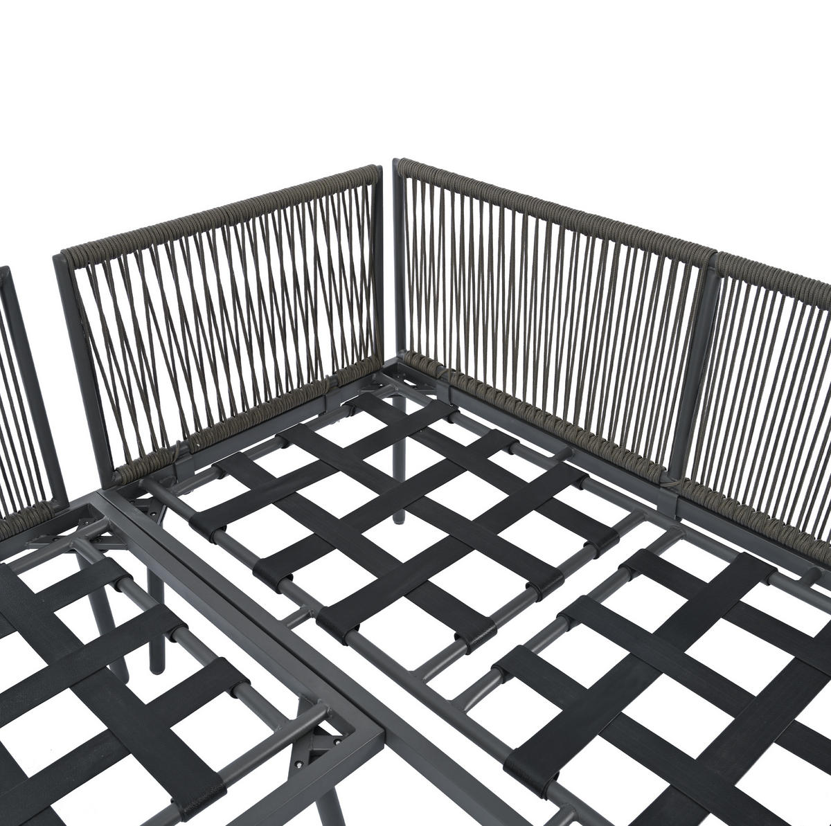 GARTENMÖBEL 120x60x72cm grau aus Eisen und mit Kissen - Grau, Metall - Modfu
