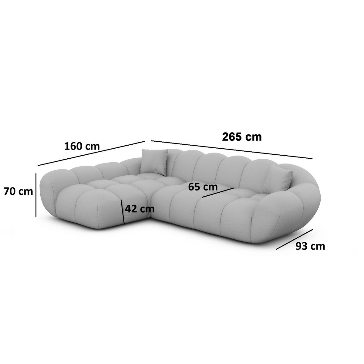 ECKSOFA Liva Dunkelgrau Kunstleder L-Form Links - Dunkelgrau, Kunststoff (265/160cm) - VAROYAL